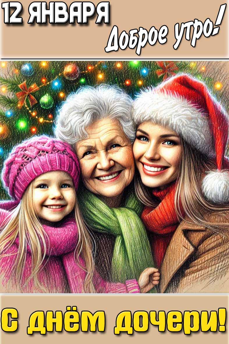Картинка "12 января доброе утро! С днём дочери!"