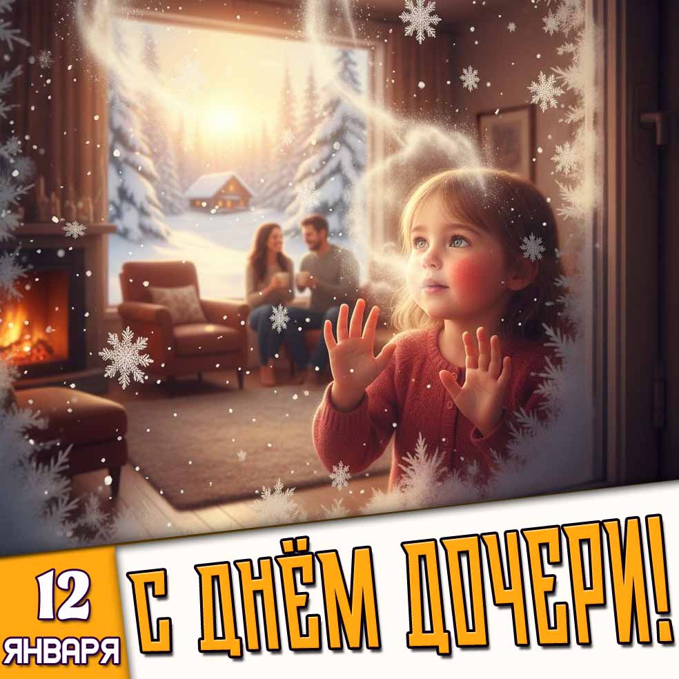 Открытка 12 января - С днём дочери!