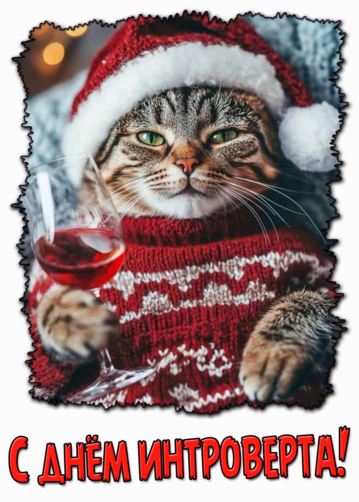 С днём интроверта! - прикольная открытка с котом