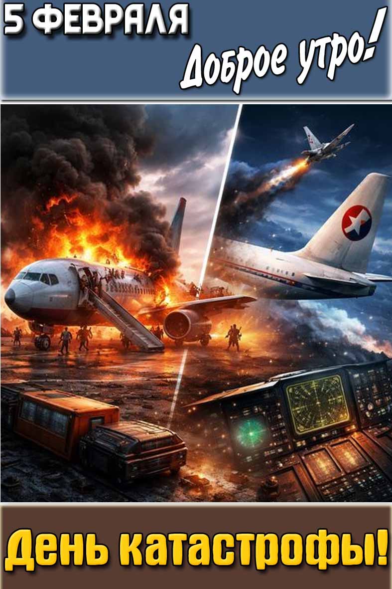 Открытка "5 февраля доброе утро! День катастрофы!"