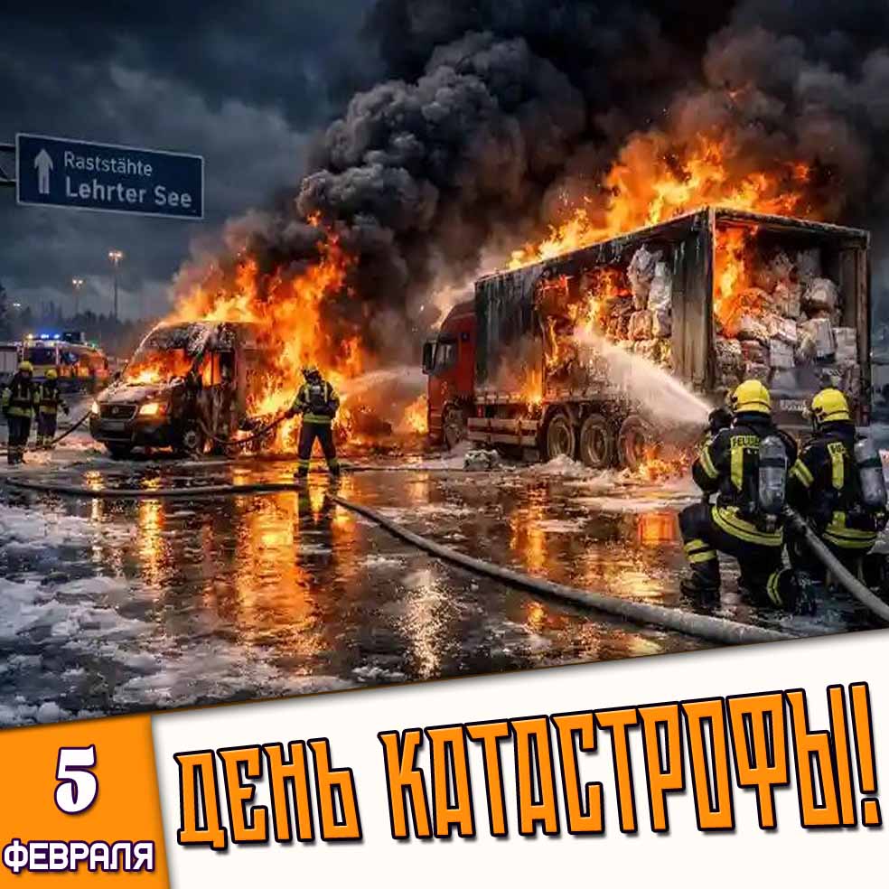 Открытка 5 февраля- день катастрофы!