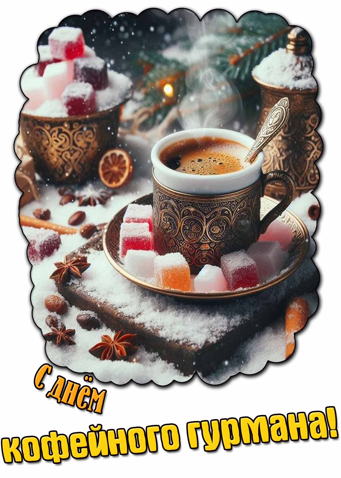 Зимняя картинка с днём кофейного гурмана
