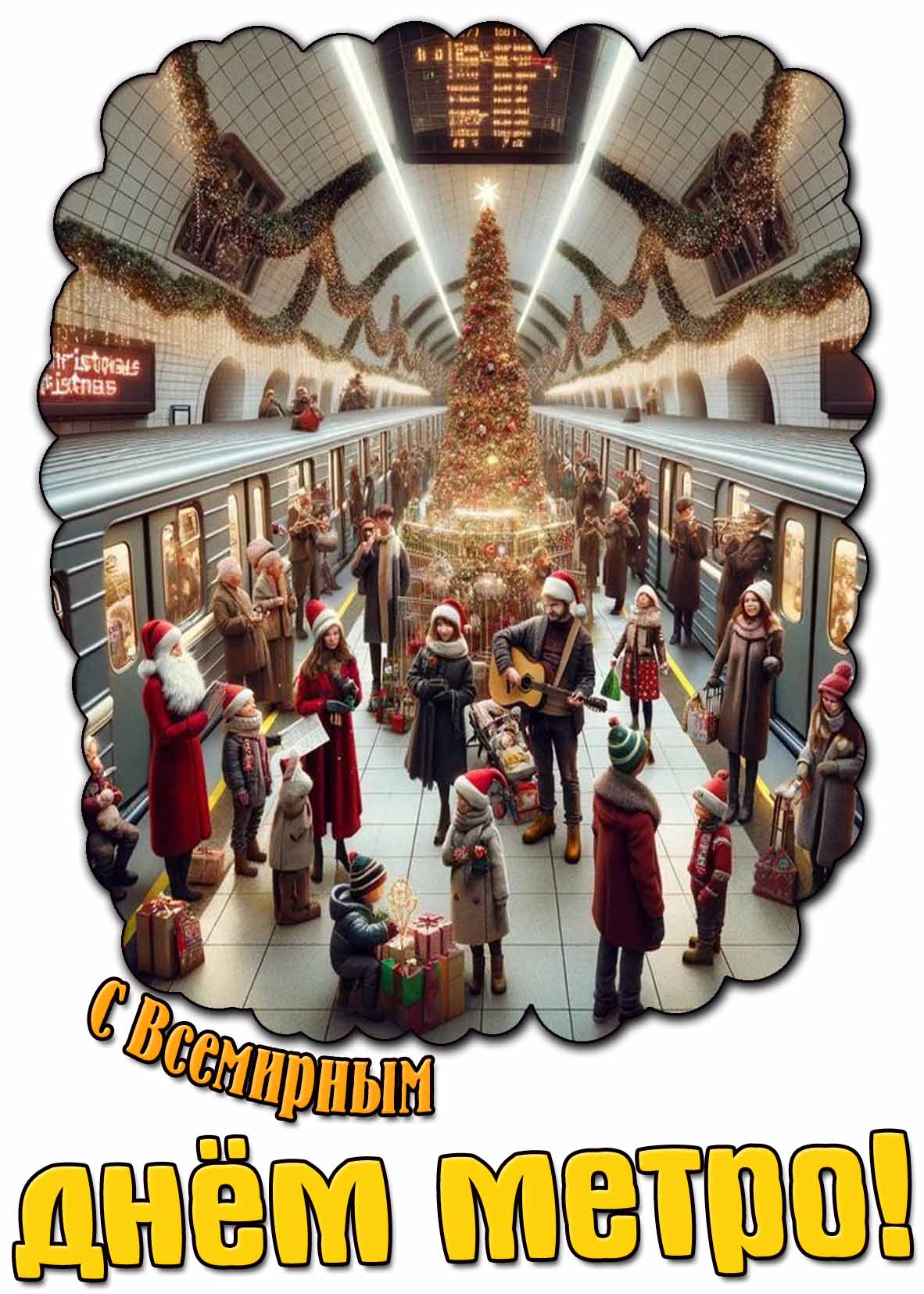 Новогодняя картинка с Всемирным днём метро