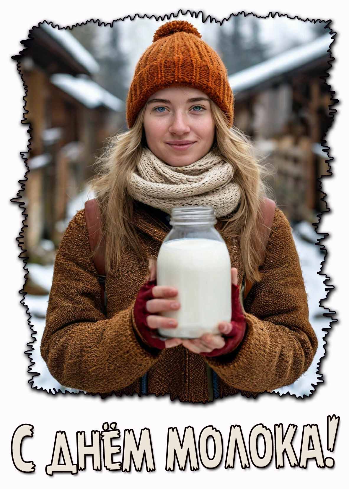 С днём молока! - зимняя открытка