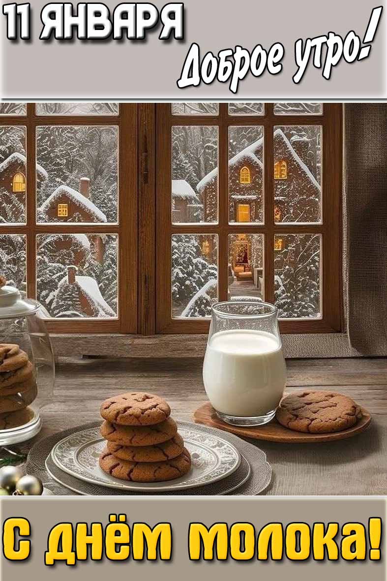 Картинка "11 января доброе утро! С днём молока!"
