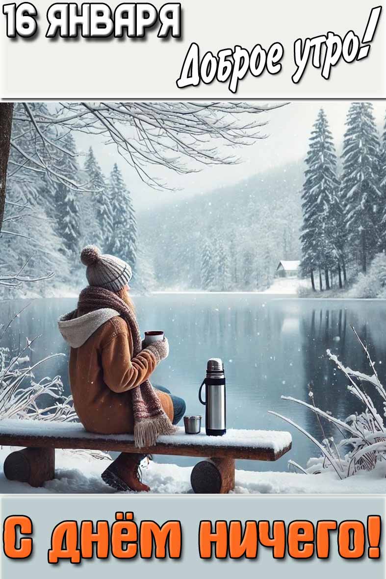 Зимняя открытка "16 января доброе утро! С днём ничего!"