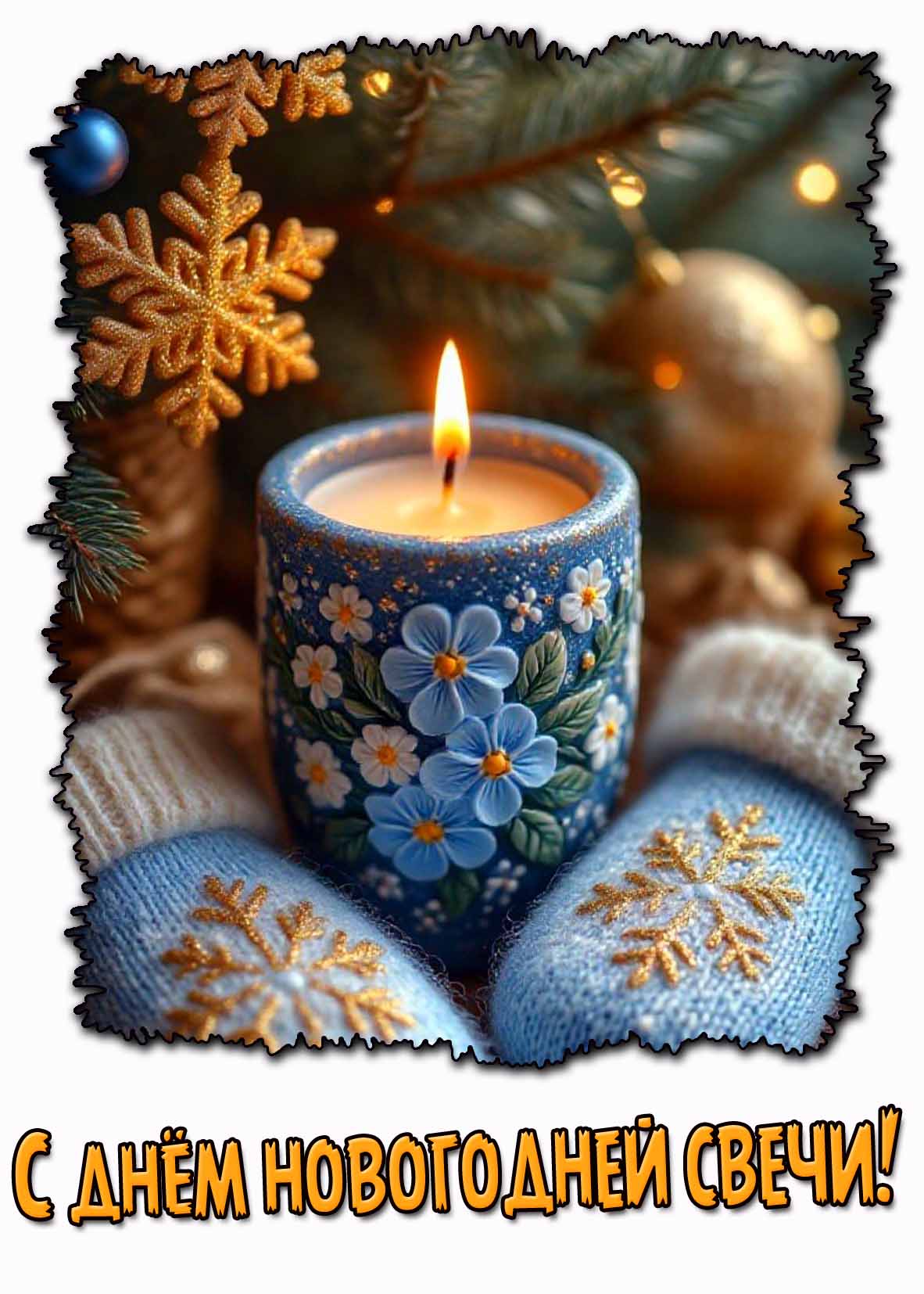 С днём новогодней свечи! - открытка