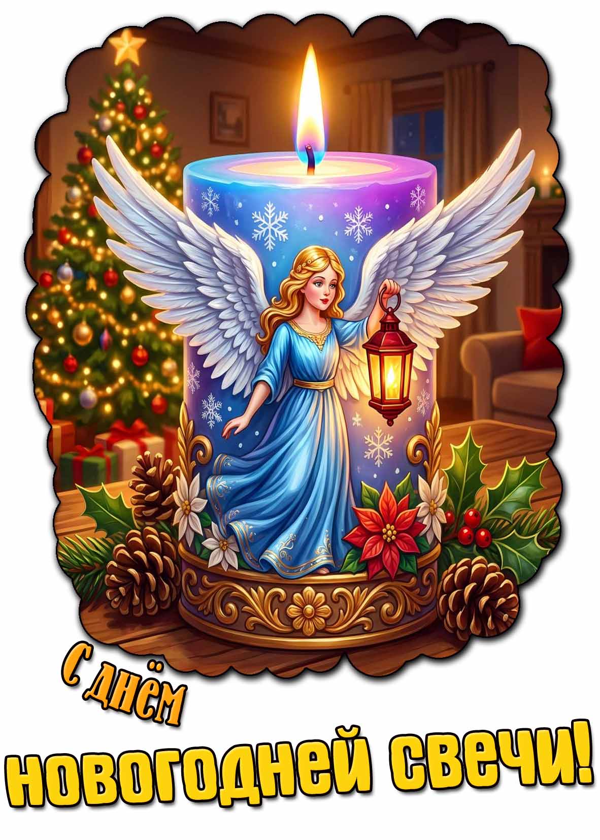 С днём новогодней свечи! - картинка с рождественском стиле