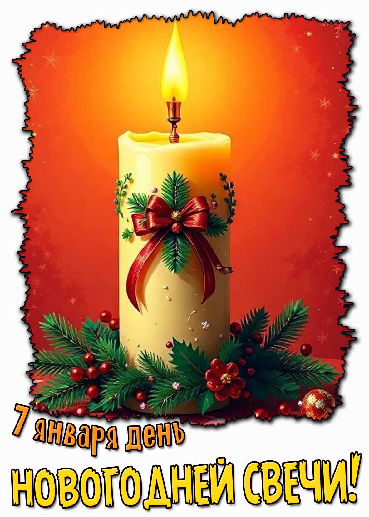 Открытка 7 января - день новогодней свечи!