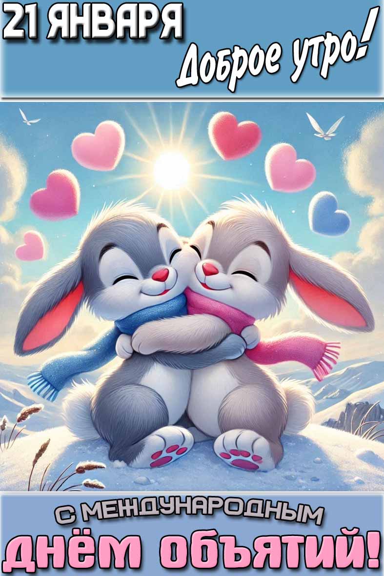 Открытка "21 января доброе утро! С Международным днём объятий!"