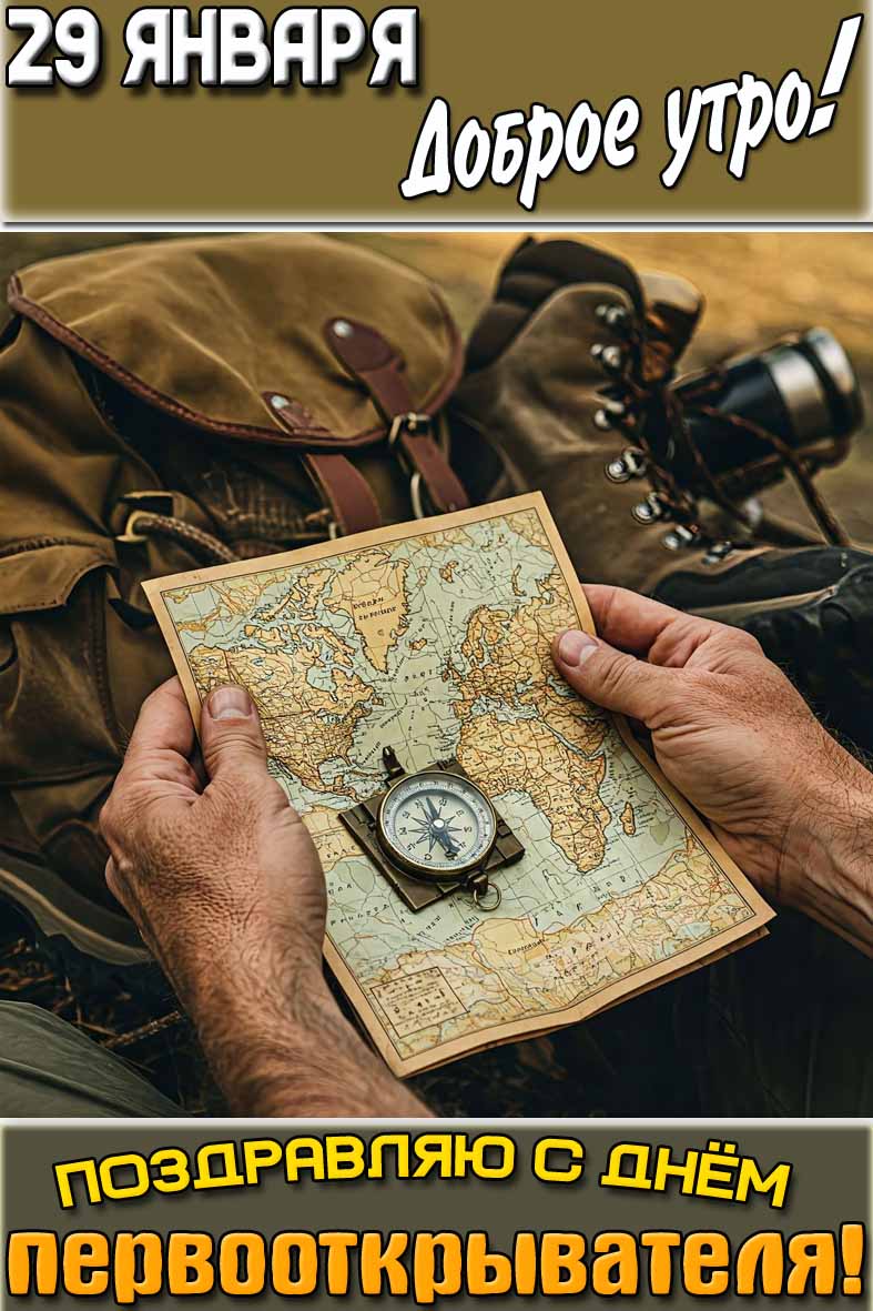 Картинка "29 января доброе утро! Поздравляю с днём первооткрывателя!"