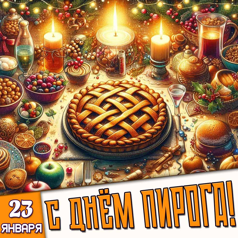 Открытка 23 января - с днём пирога!