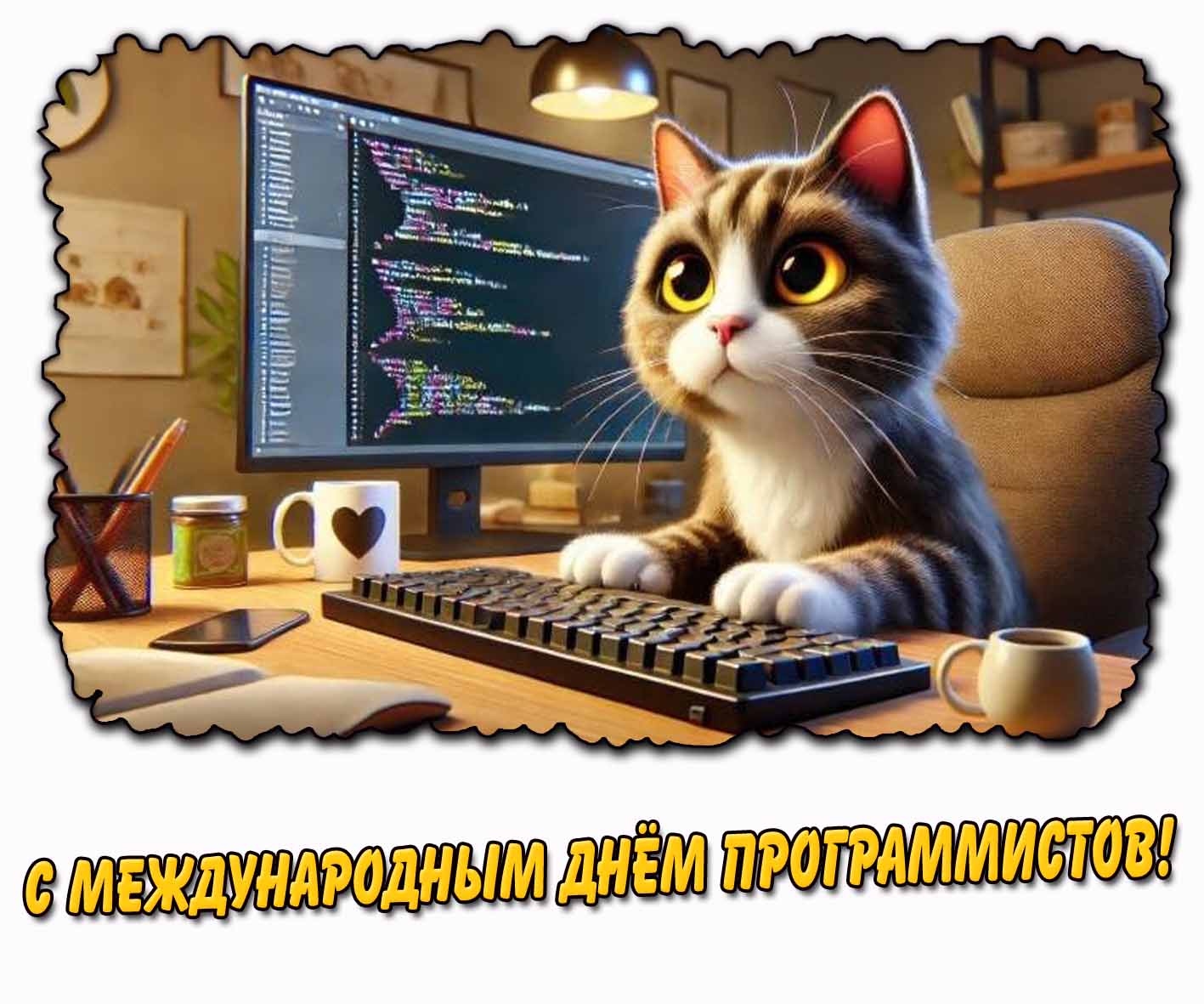 С международным днём программистов! - прикольная открытка