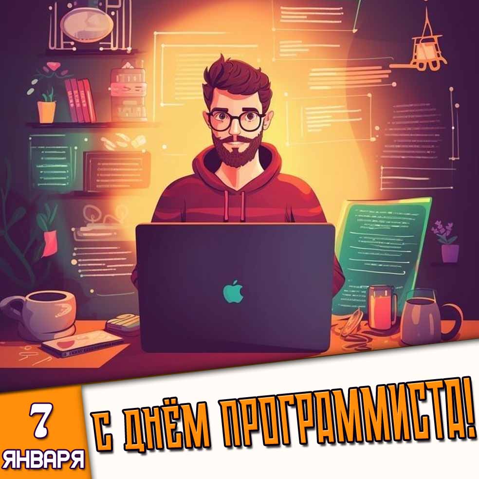 Открытка 7 января - с днём программиста!