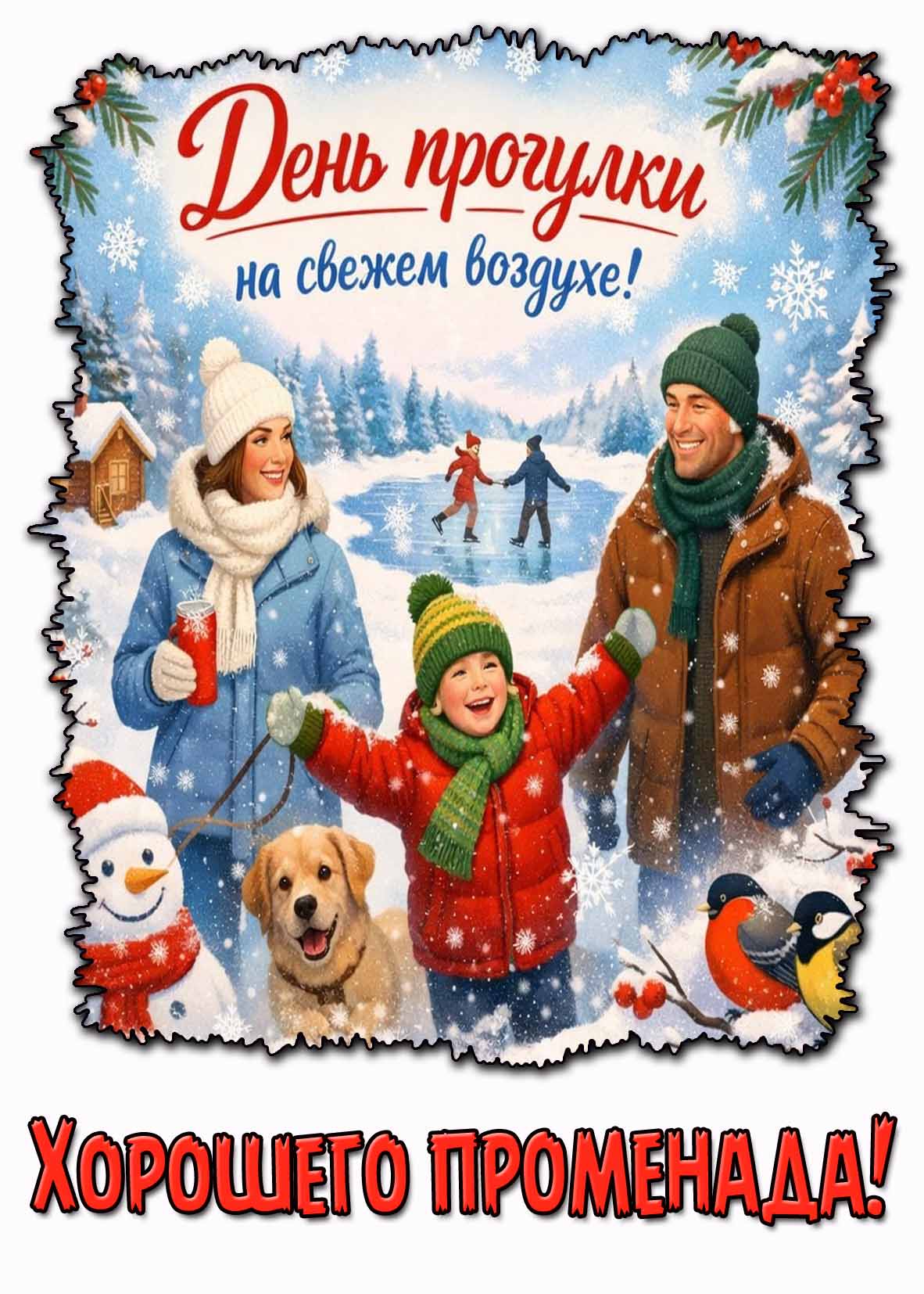 Открытка "День прогулки на свежем воздухе! Хорошего променада!"