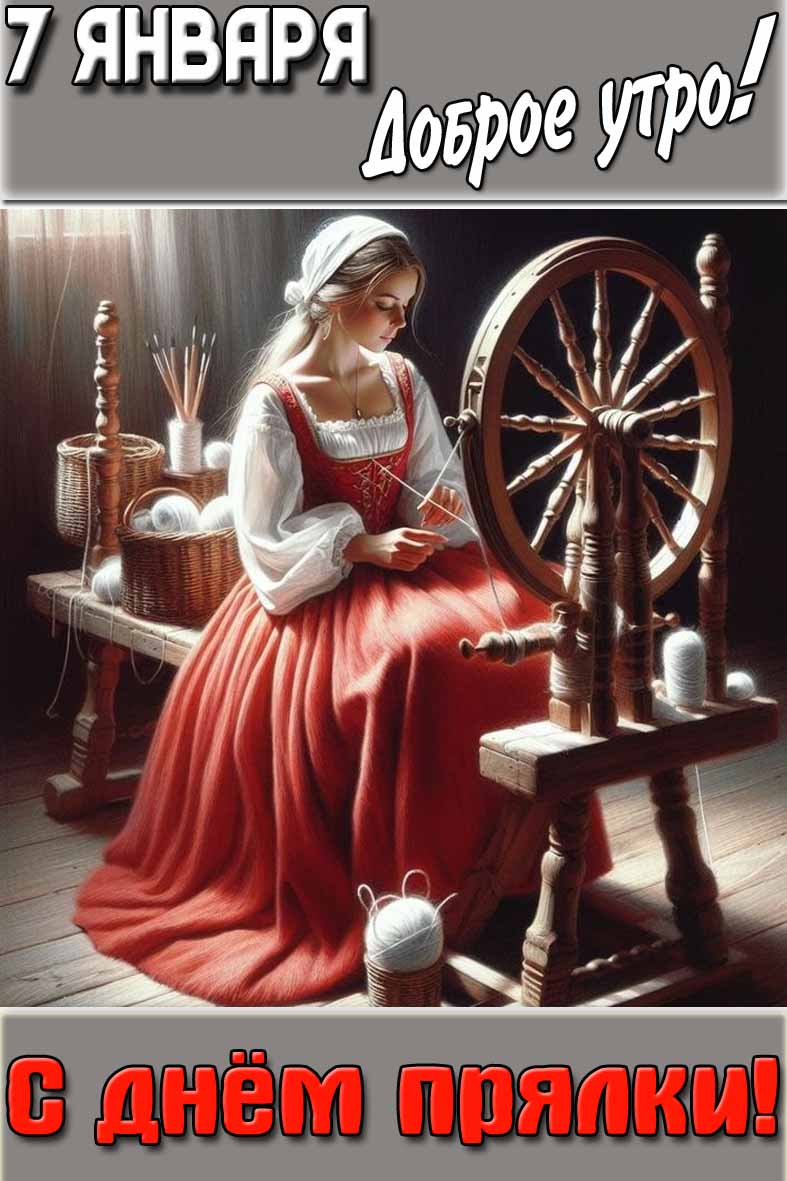 Картинка "7 января доброе утро! С днём прялки!"