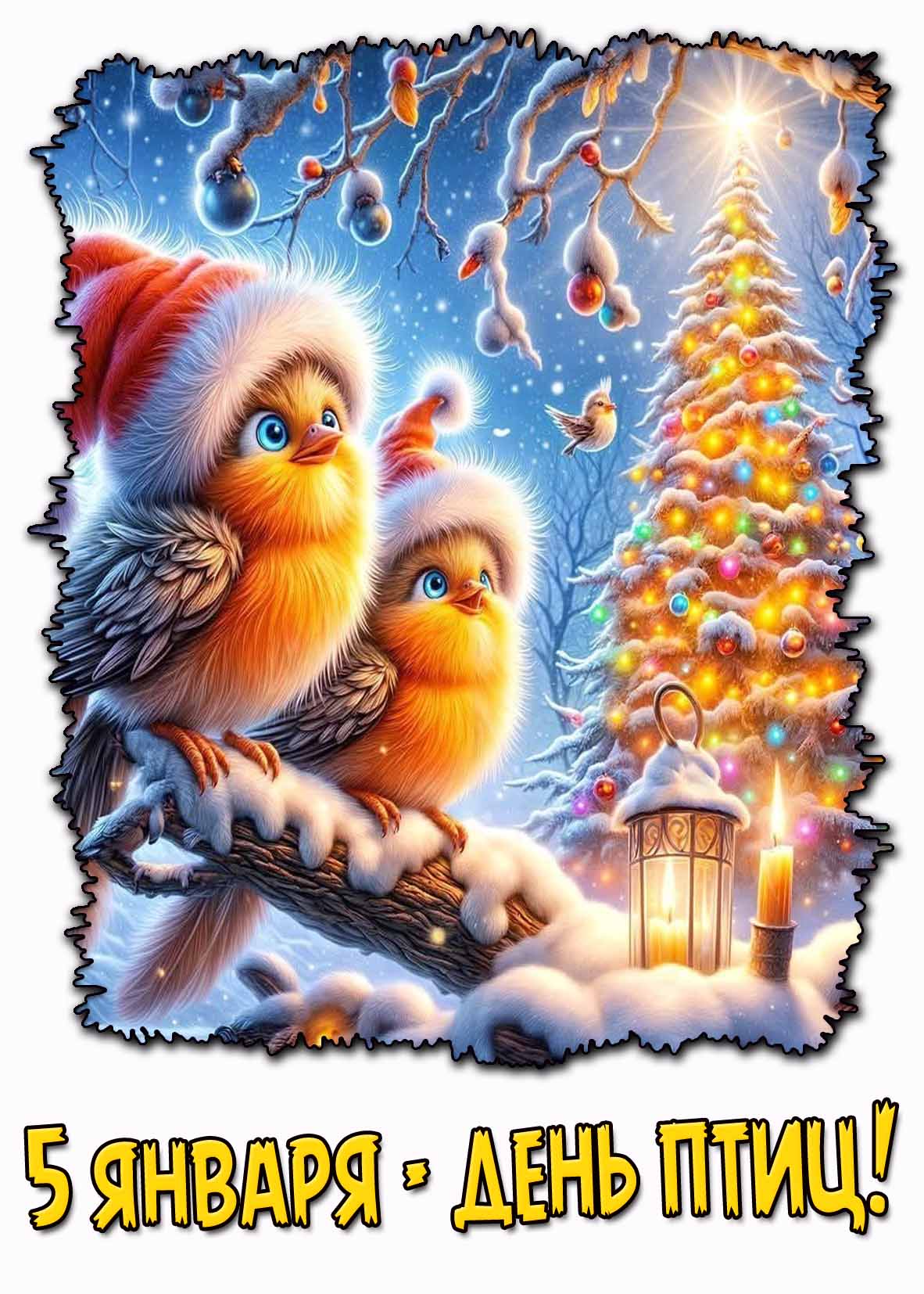 Новогодняя картинка на день птиц - 5 января