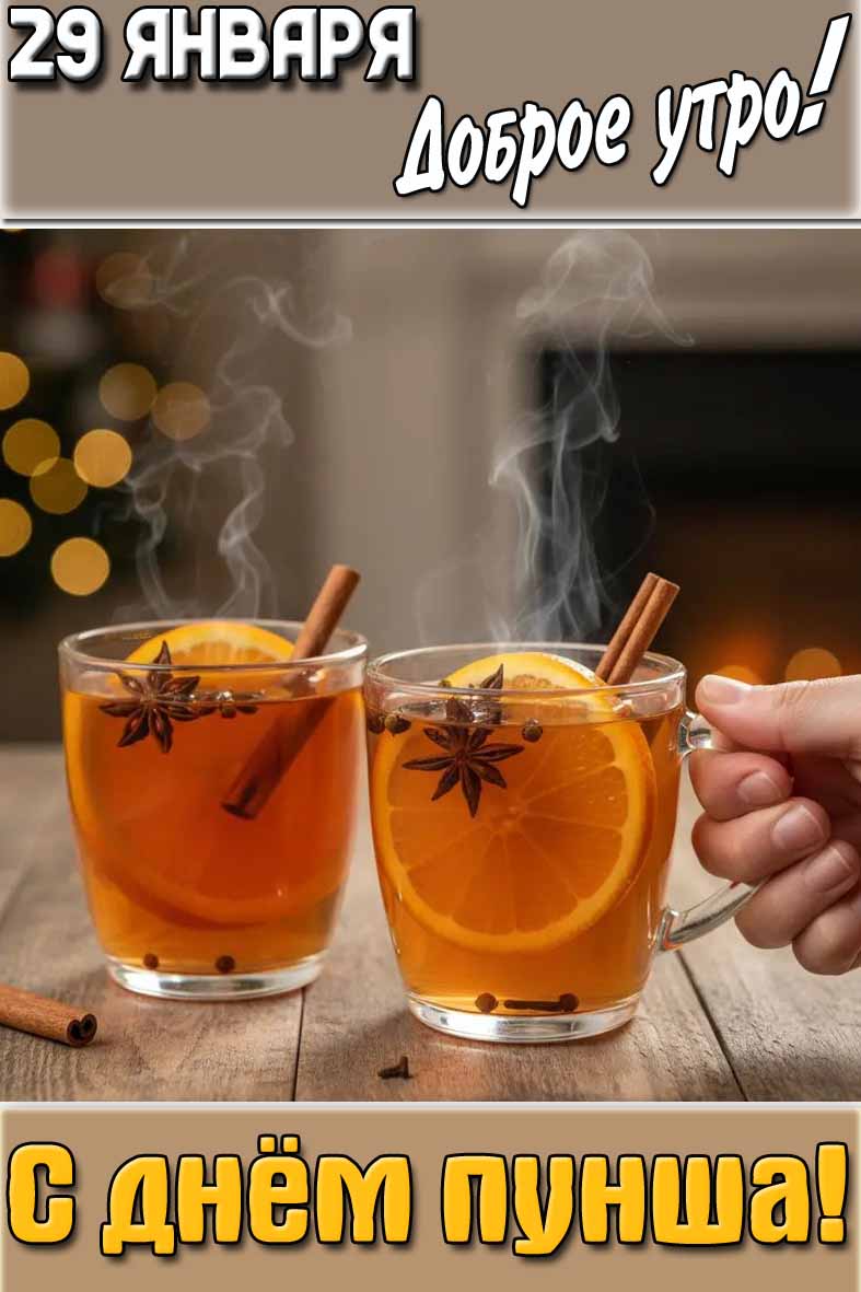 Картинка "29 января доброе утро! С днём пунша!"