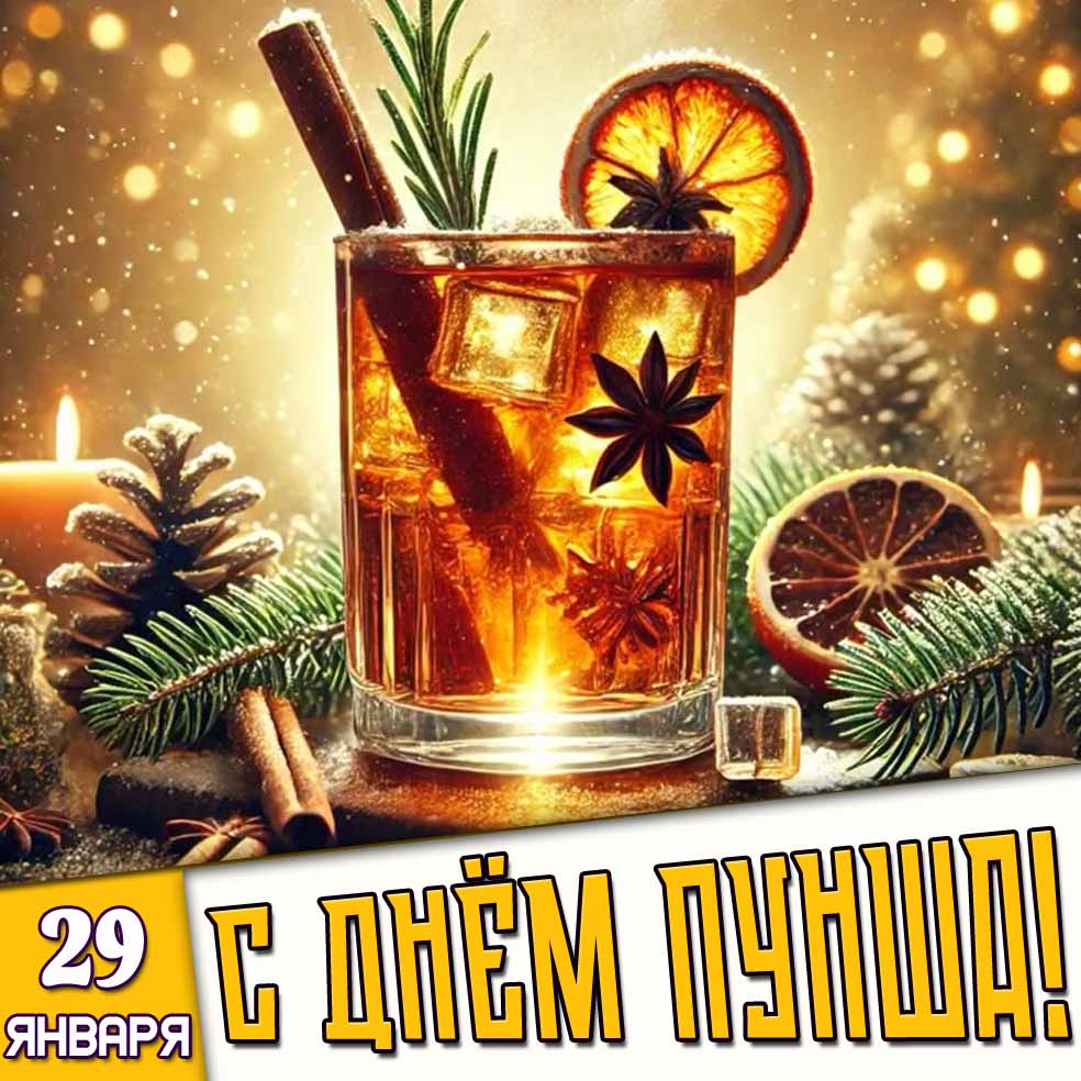 Открытка 29 января - с днём пунша!