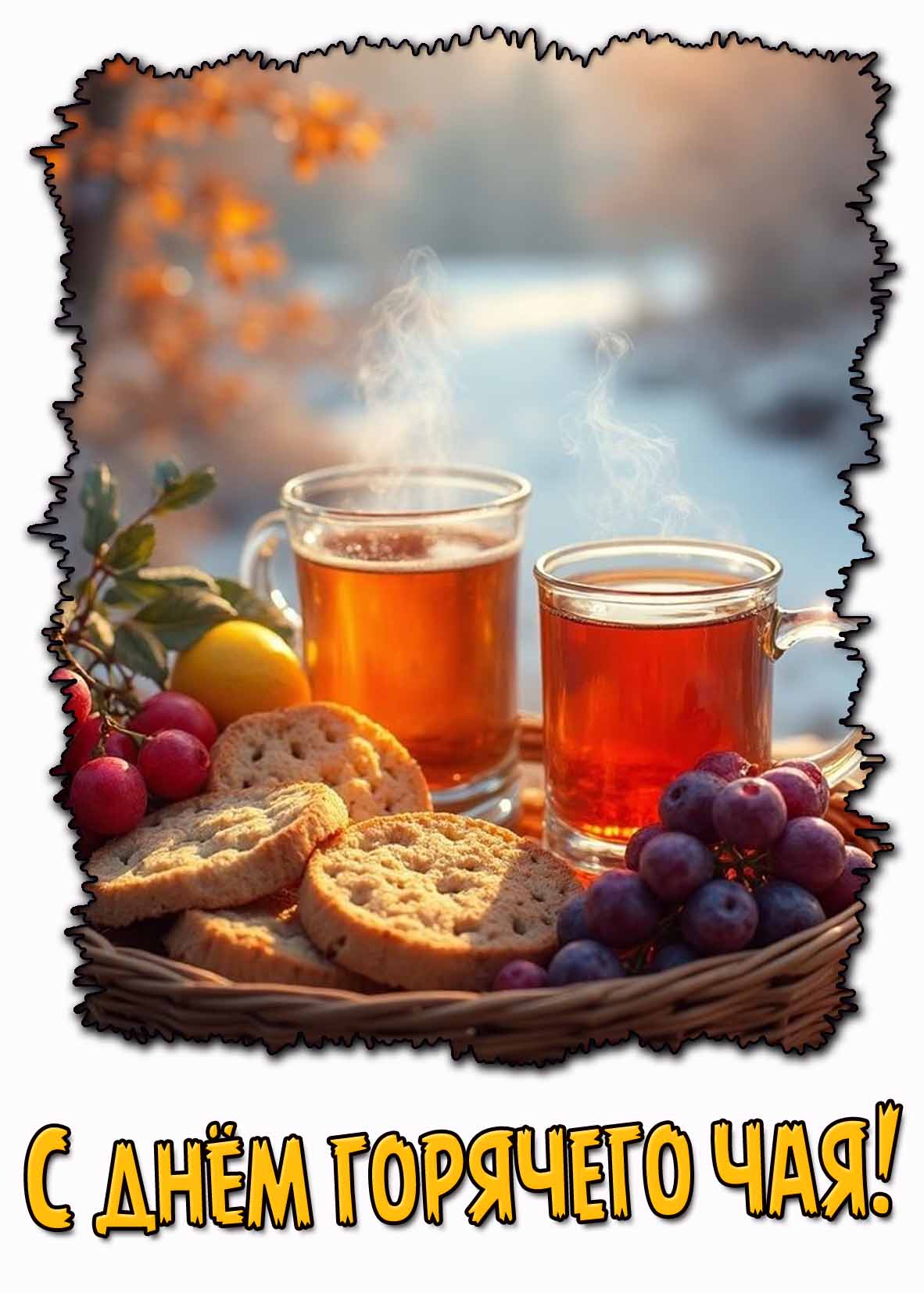 С днём горячего чая! - красивая открытка