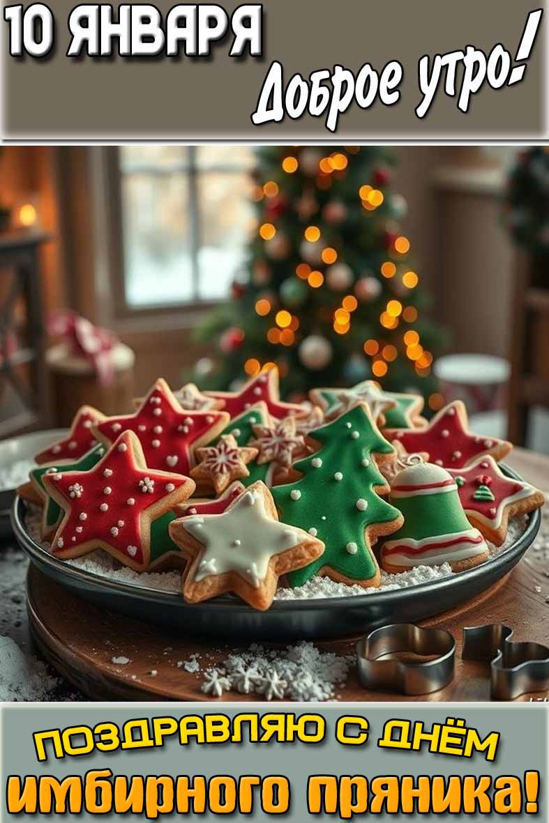 Картинка "10 января доброе утро! Поздравляю с днём имбирного пряника!"