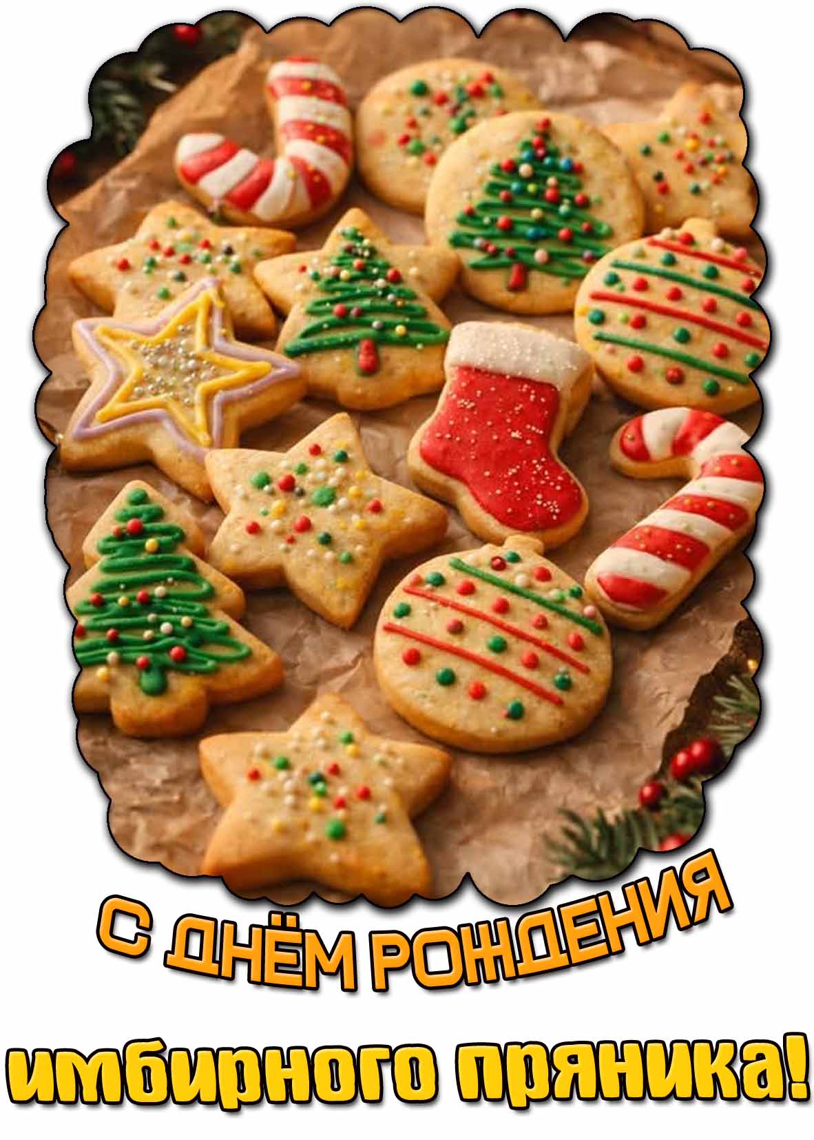 Открытка с днём рождения имбирного пряника