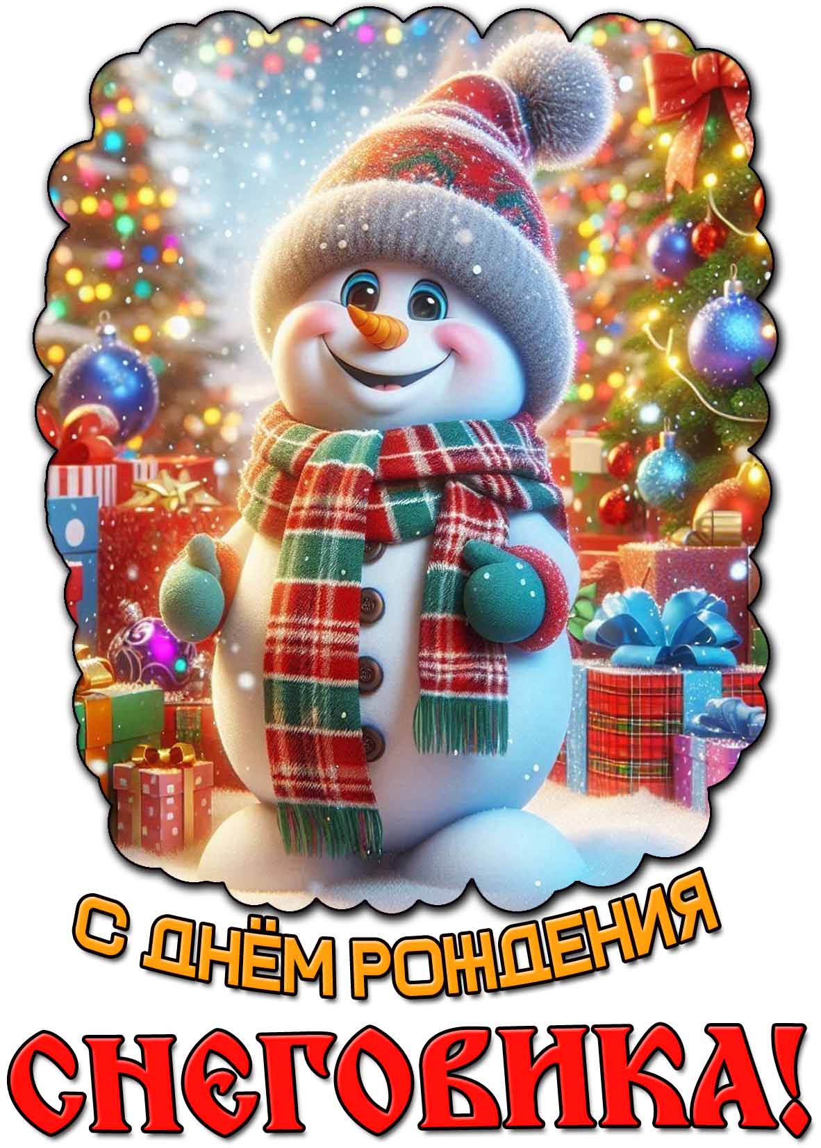 С днём рождения снеговика! - новогодняя открытка