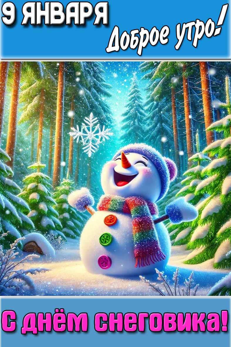 Картинка "9 января доброе утро! С днём снеговика!"