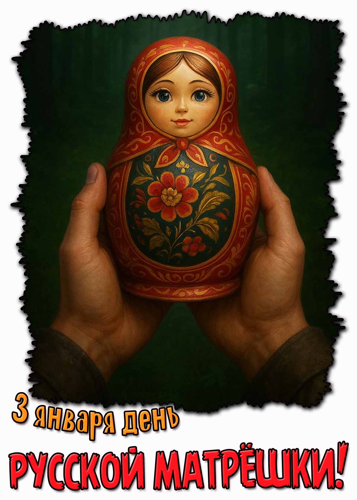Картинка на день русской матрёшки - 3 января