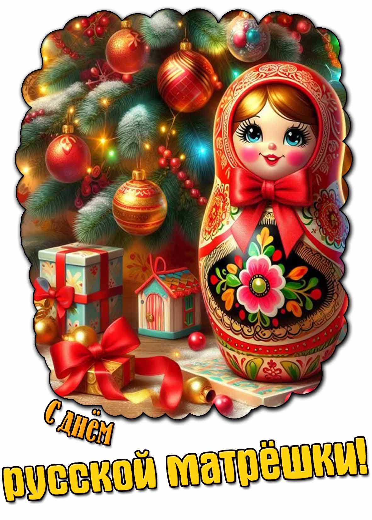 Новогодняя картинка с днём русской матрёшки