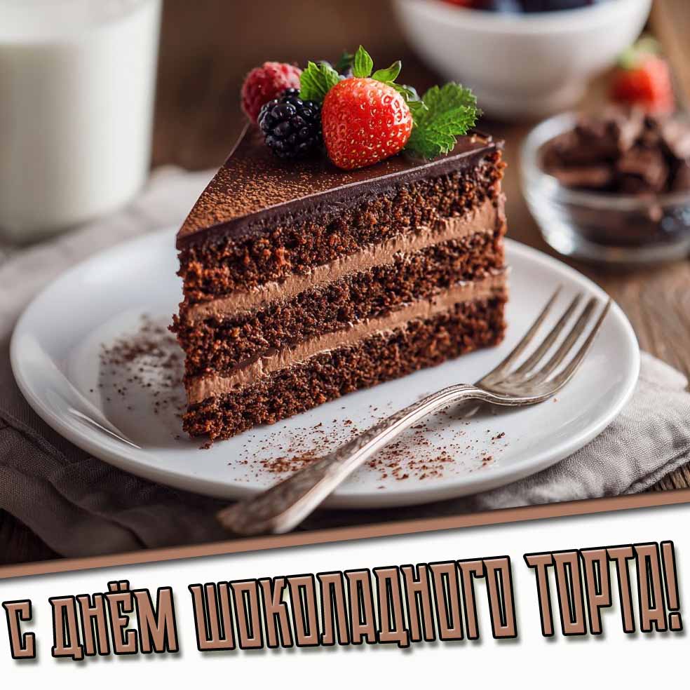 С днём шоколадного торта! - аппетитная открытка