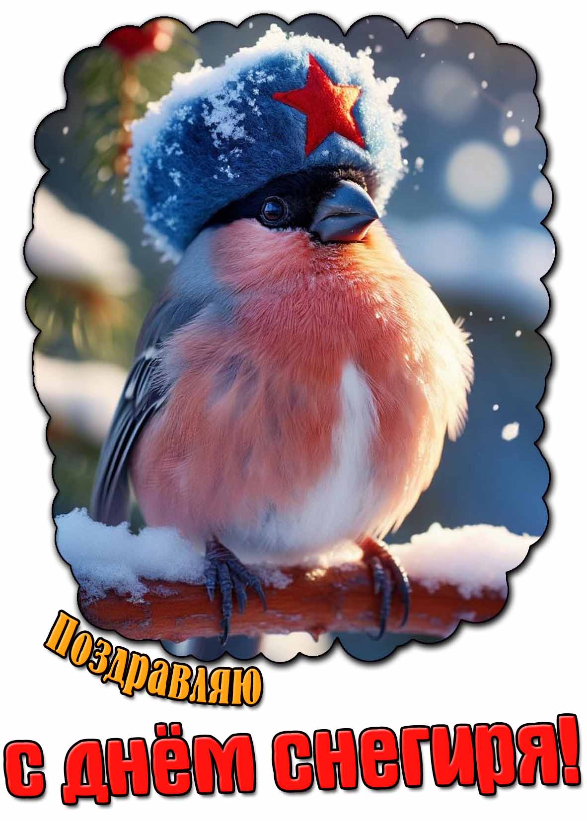Смешная картинка "Поздравляю с днём снегиря!"