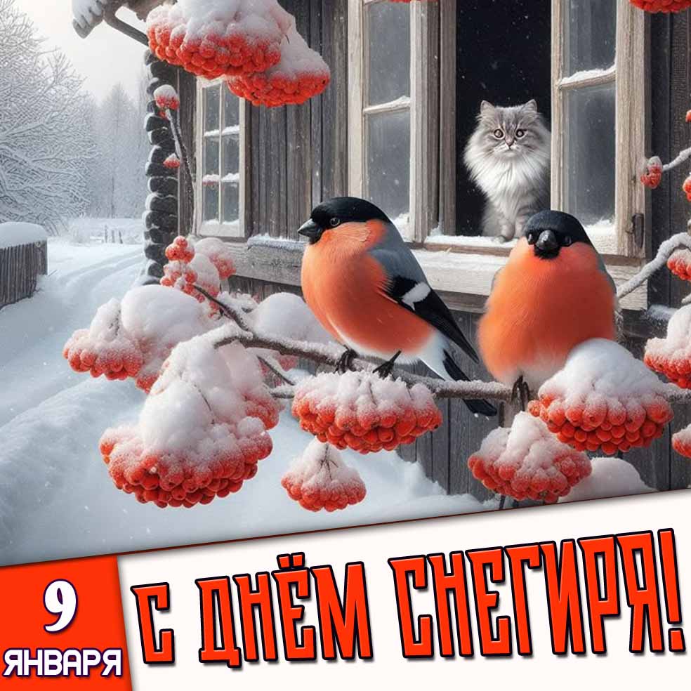 Прикольная открытка 9 января - с днём снегиря!