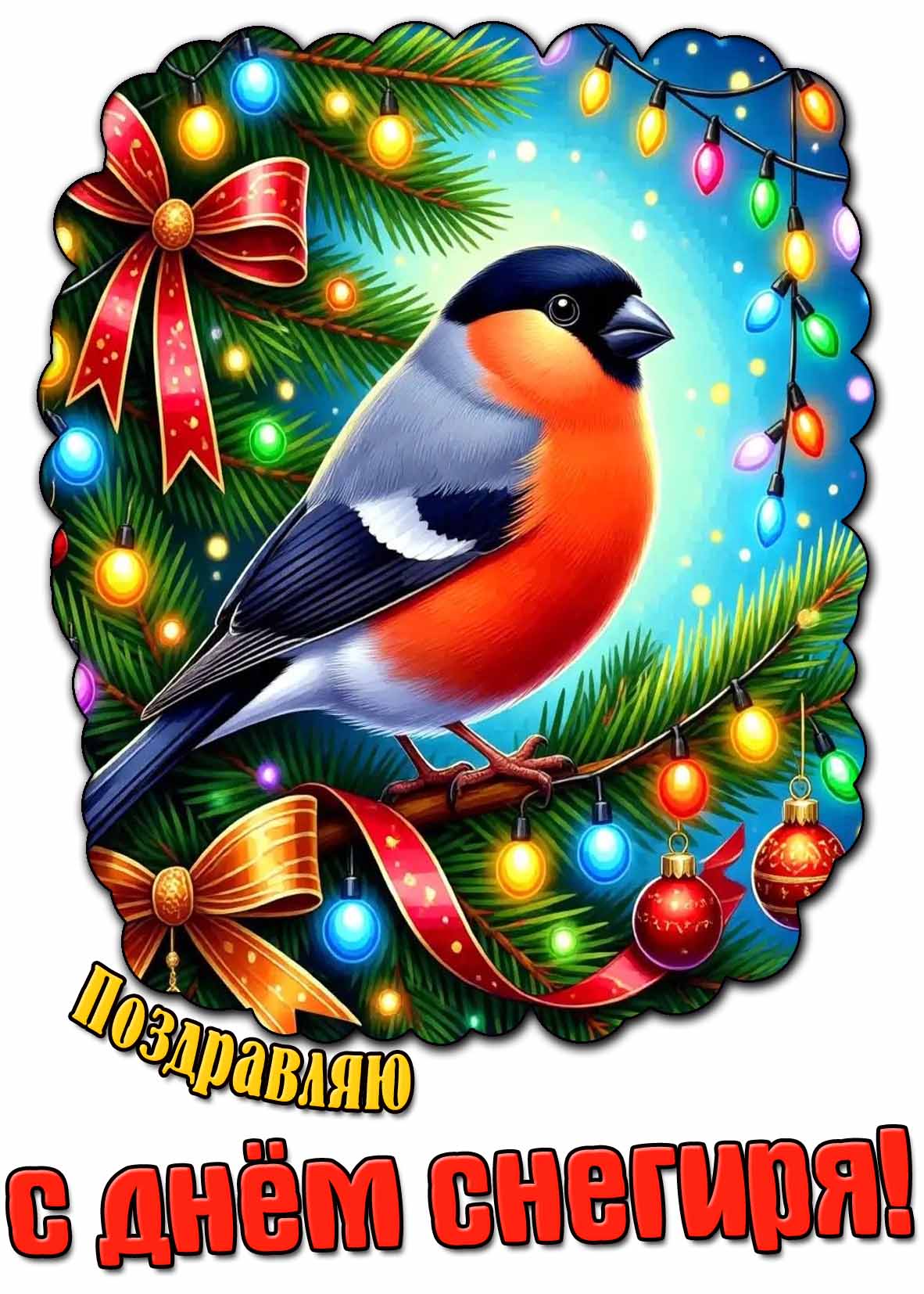 Красивая картинка "Поздравляю с днём снегиря!"