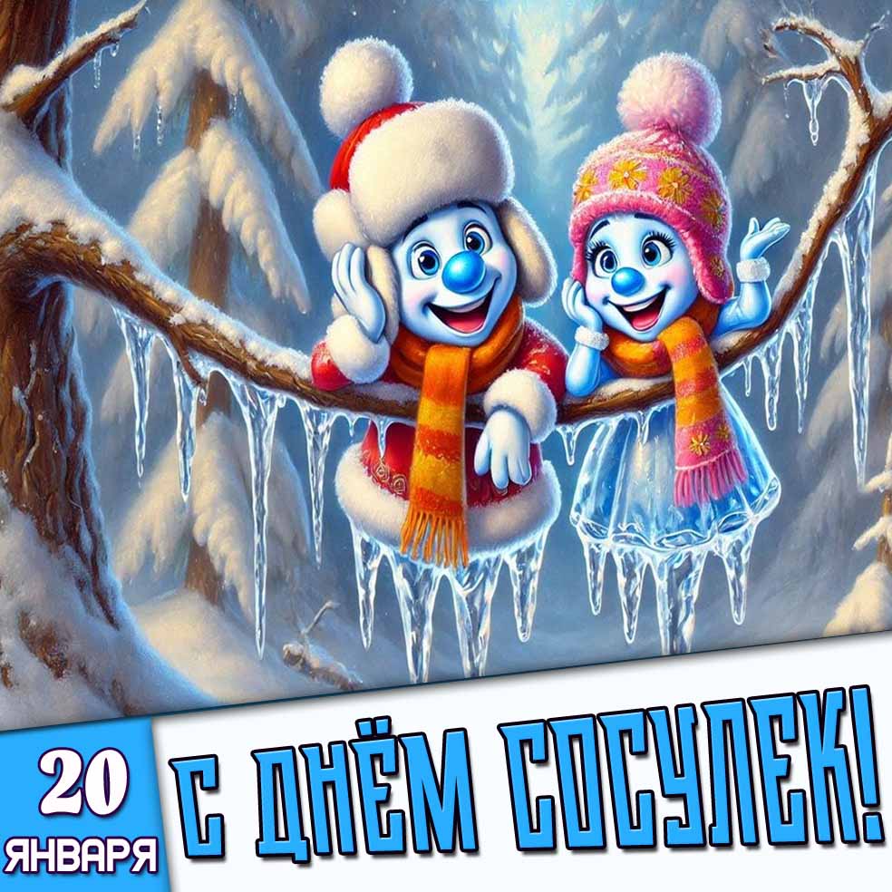 Открытка 20 января - с днём сосулек!