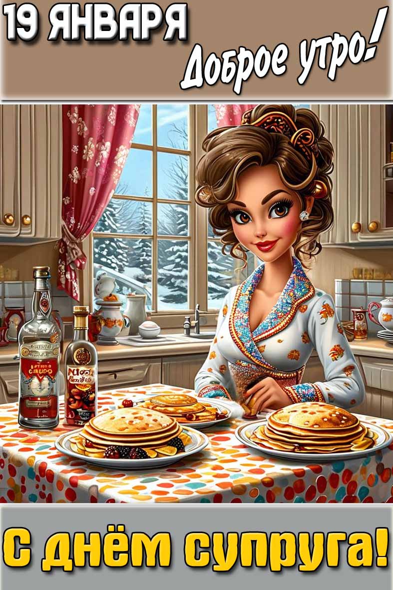 Картинка "19 января доброе утро! С днём супруга!"