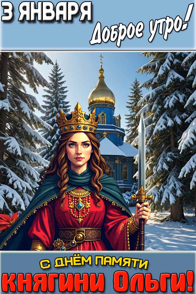 Картинка "3 января доброе утро! С днём памяти княгини Ольги!"