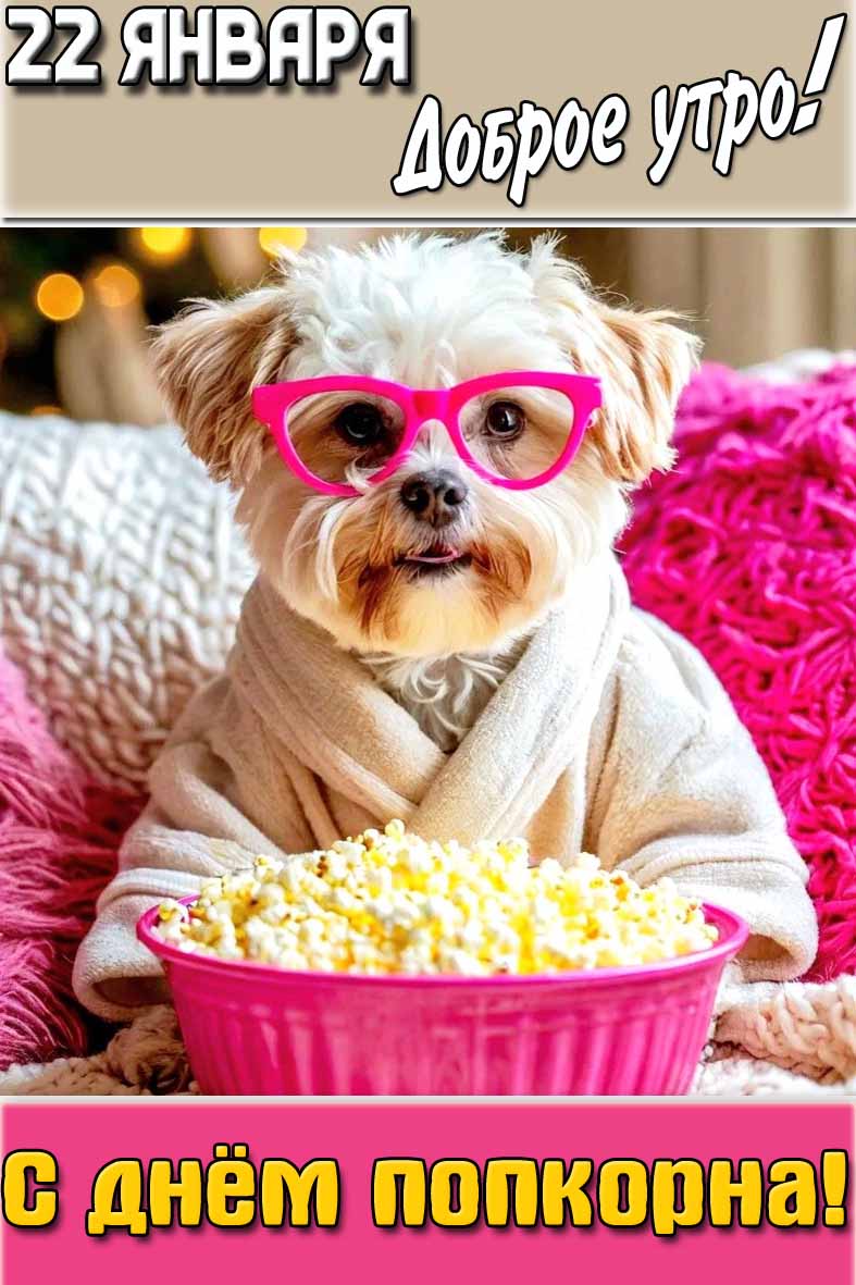 Картинка "22 января доброе утро! С днём попкорна!"
