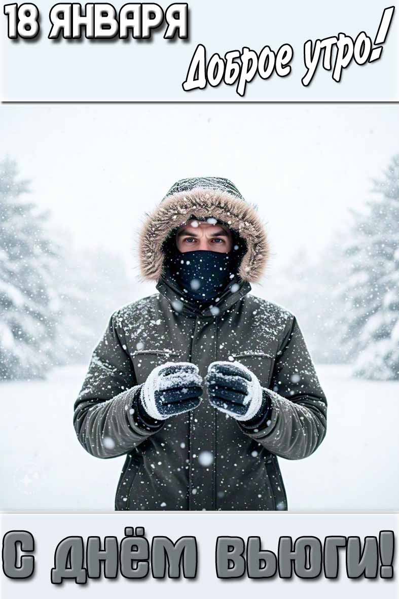 Картинка "18 января доброе утро! С днём вьюги!"