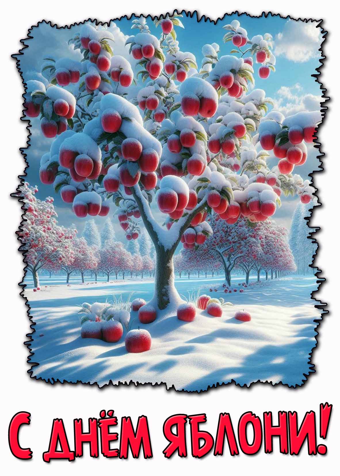 С днём яблони! - зимняя открытка