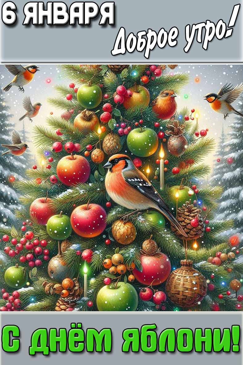 Креативная картинка "6 января доброе утро! С днём яблони!"