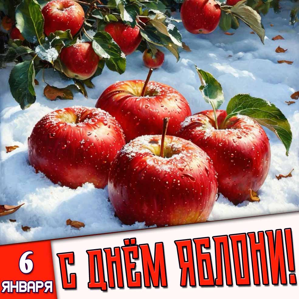 Открытка 6 января - с днём яблони!
