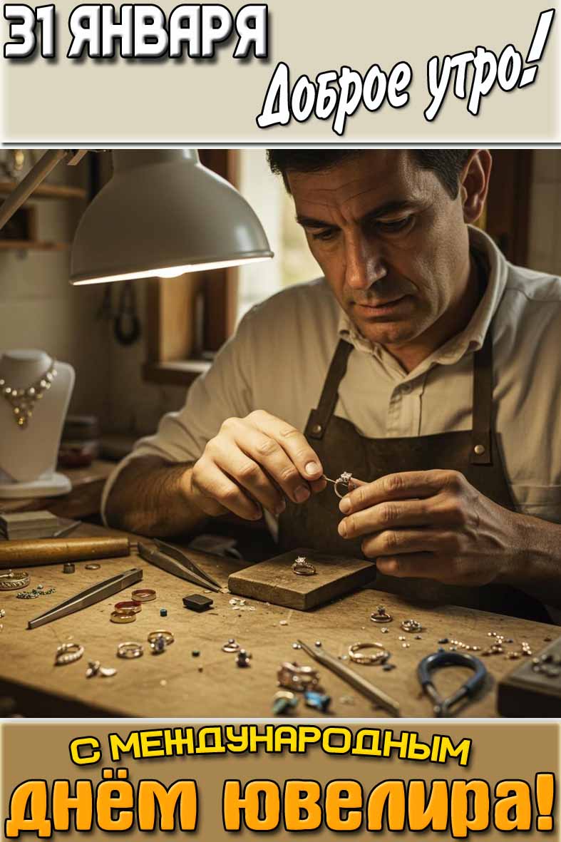 Открытка "31 января доброе утро! С Международным днём ювелира!"