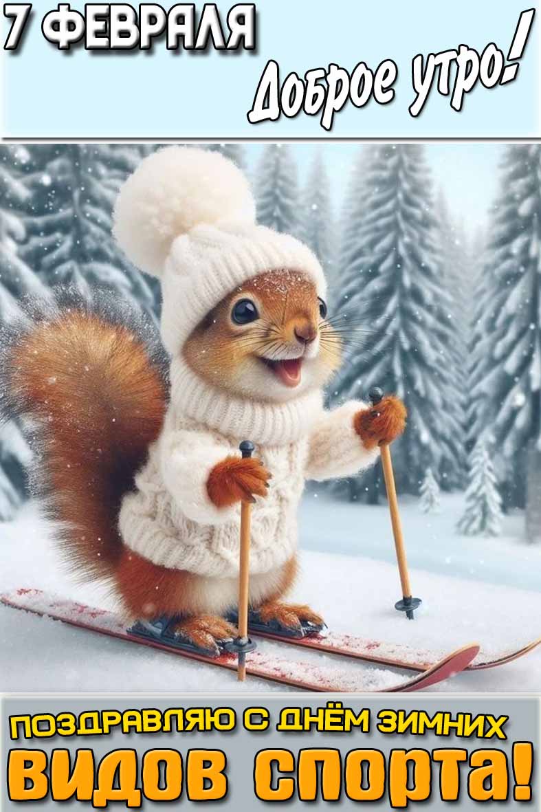 Картинка "7 февраля доброе утро! Поздравляю с днём зимних видов спорта!"