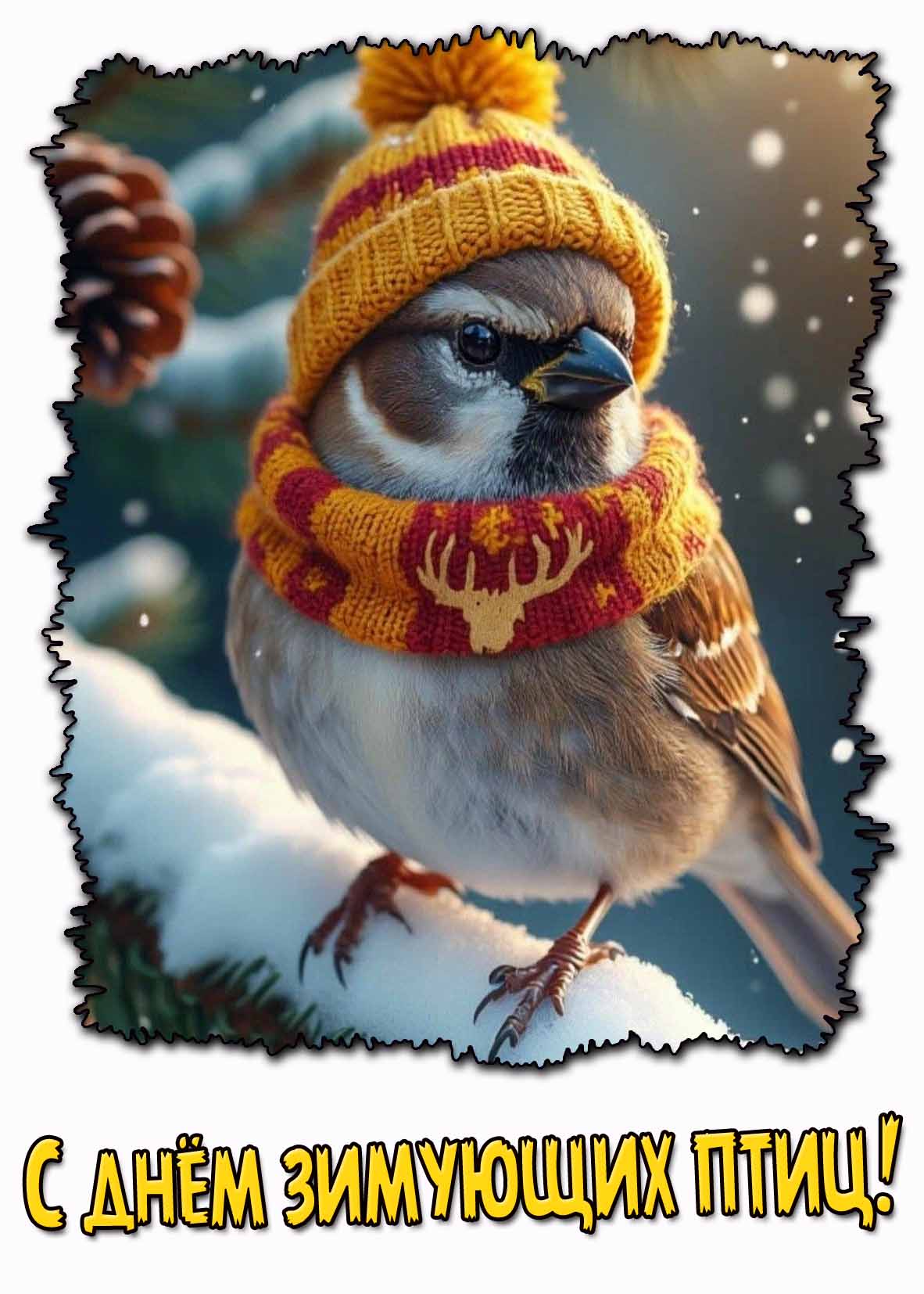 С днём зимующих птиц! - прикольная открытка