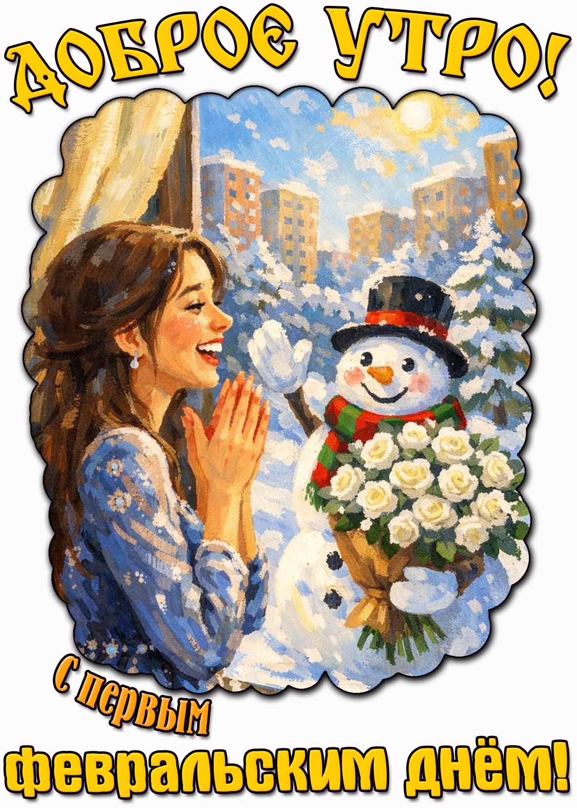 Картинка "Доброе утро! С первым февральским днём!"