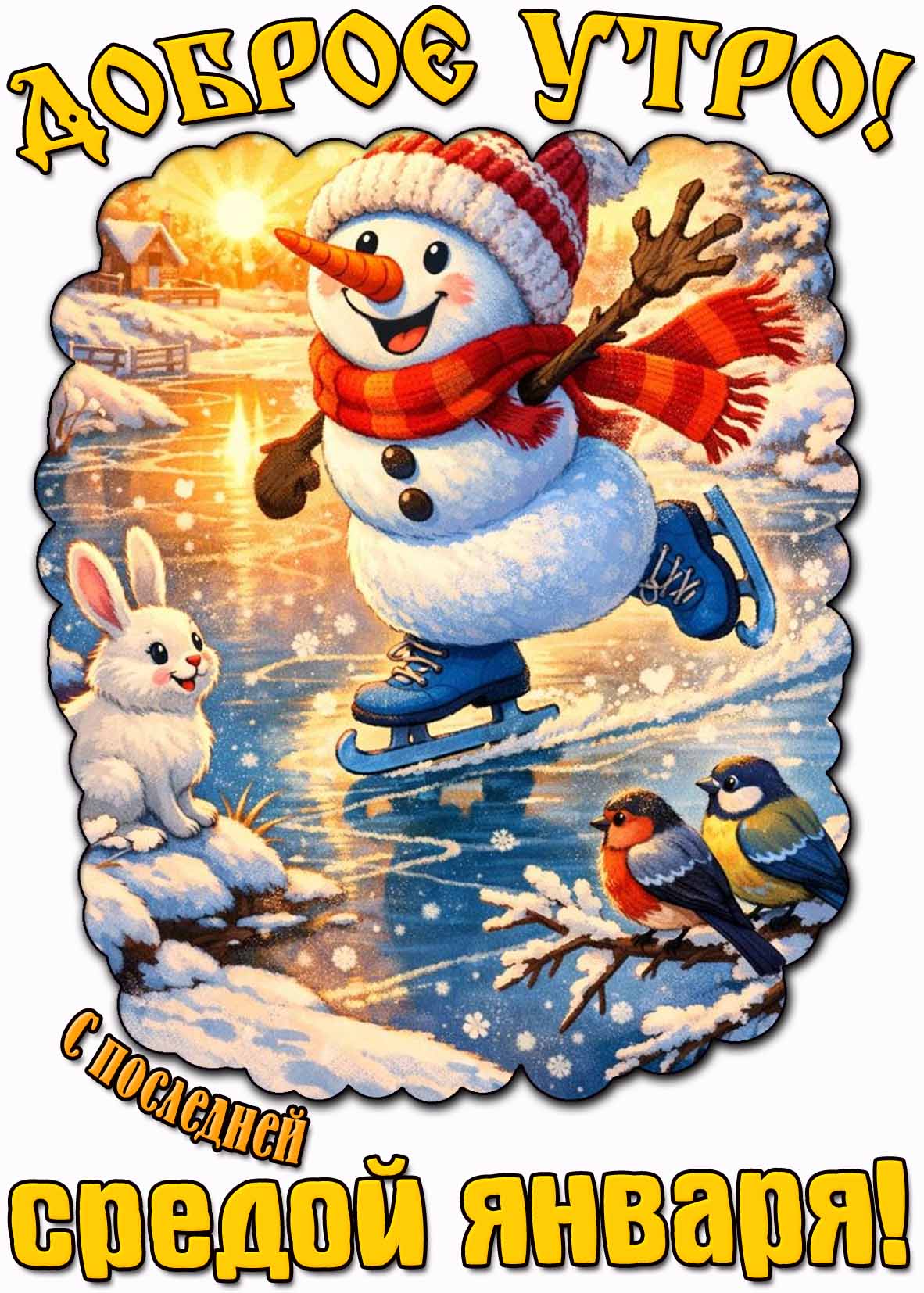 Красивая открытка "Доброе утро! С последней средой января!"
