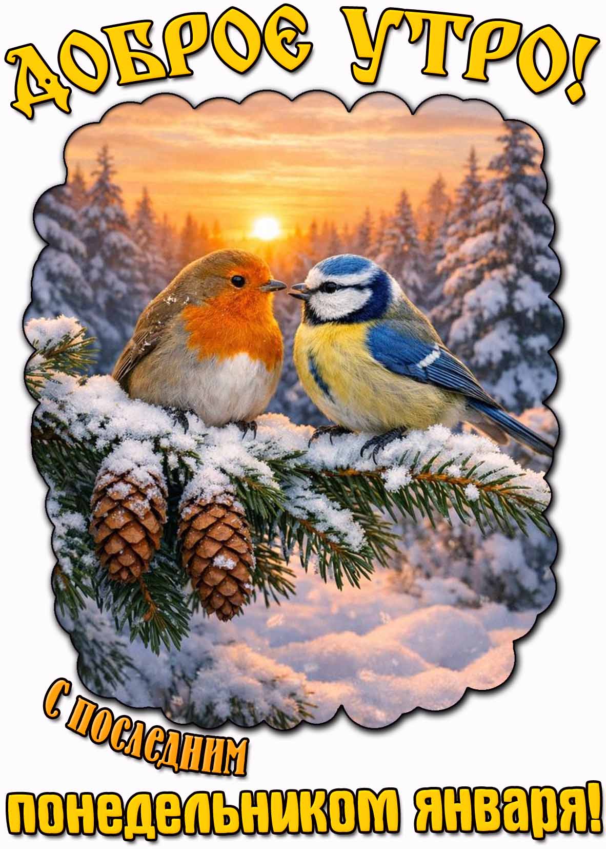 Открытка "Доброе утро! С последним понедельником января!"