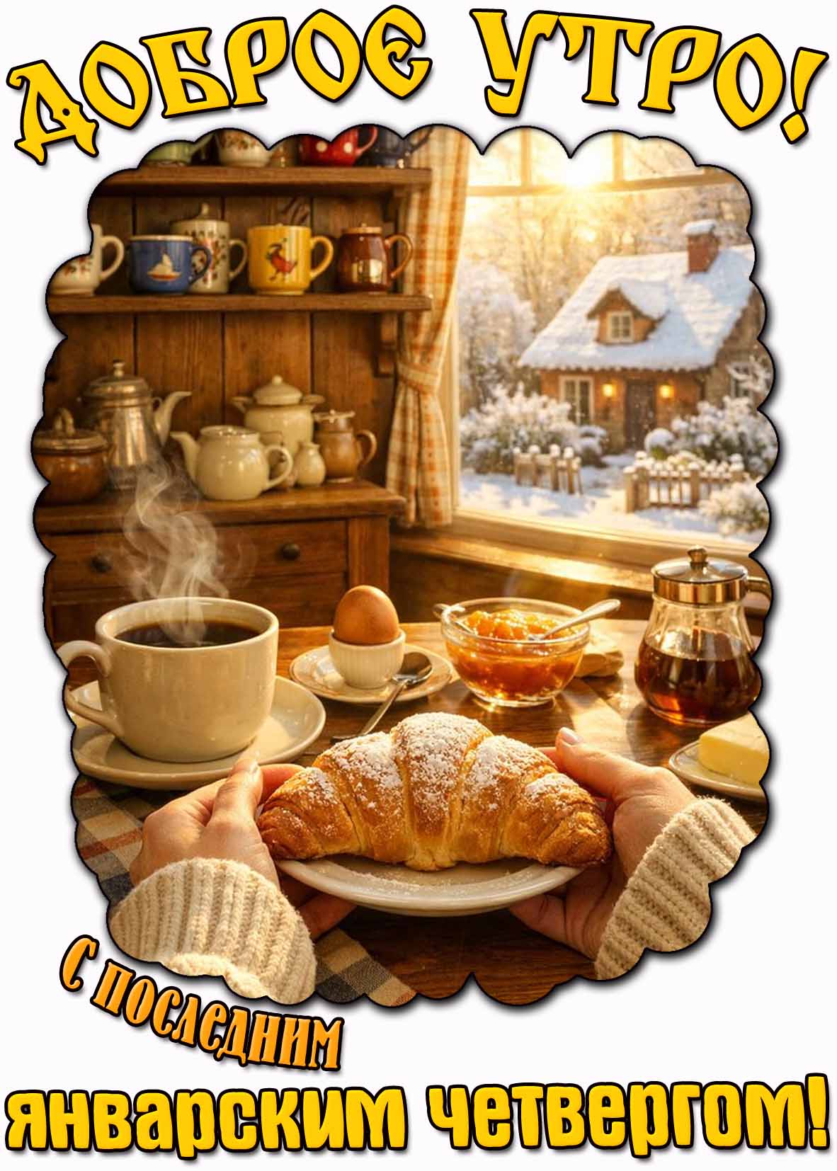 Открытка "Доброе утро! С последним январским четвергом!"