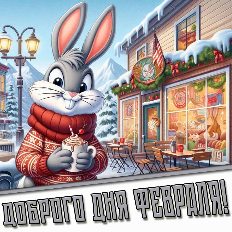 Доброго дня февраля! - мультяшная открытка